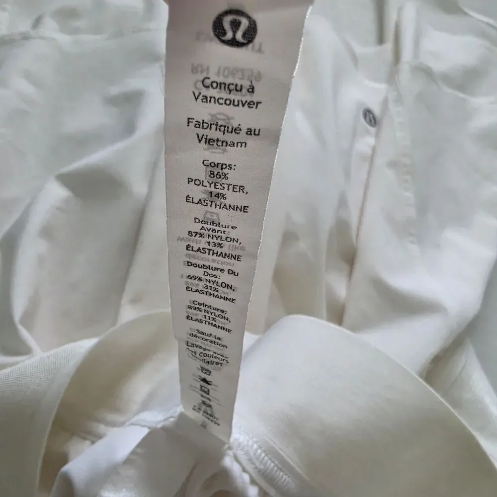 Lululemon Skirt Womens 6 White Court Rival High Rise Long Skort Performance